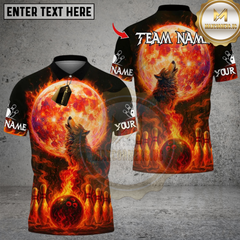 Maxcorners Bowling Wolf Moon Multioptions Personalized Name, Team Name Unisex 3D Shirts