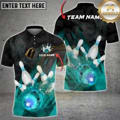Maxcorners Bowling Strike Flame Multicolor Customized Name, Team Name 3D Shirts
