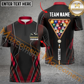 Maxcorners Classic Billiard Jersey Multicolor Option Customized Name, Team Name 3D Polo Shirt