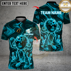 Maxcorners Bowling Thunder Strong Funny Ball Multicolor Customized Name, Team Name 3D Shirts