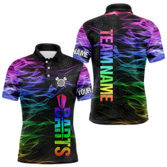 Maxcorners Custom Rainbow Flame Smoke Darts Shirts For Men, Dart Team Jersey LM154