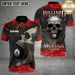 Maxcorners Death Skull 8 Ball Billiards Multicolor Customized Name, Team Name 3D Shirt