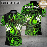 Maxcorners Cobra Bowling Snake Skin Lightning Multicolor Options Personalized Name, Team Name 3D Shirt (4 Colors)