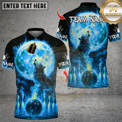Maxcorners Bowling Wolf Moon Multioptions Personalized Name, Team Name Unisex 3D Shirts