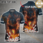 Maxcorners Fiery Lion Bowling Jersey Multicolor Option Personalized Name, Team Name 3D Polo Shirt