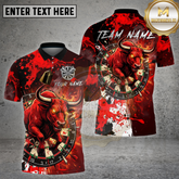 Maxcorners Dart Bull Rage Fiery Dartboard Multicolor Options Personalized Name, Team Name 3D Shirt (4 Colors)