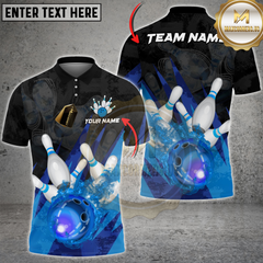 Maxcorners Bowling Strike Flame Multicolor Customized Name, Team Name 3D Shirts