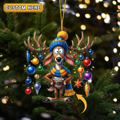 Maxcorners Personalized Deer Moose Bauble Hunting Acrylic Christmas Ornament And Keychain Custom Gift For Hunters 2D Flat