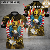 Maxcorners Billiards Ball 8 American Eagle Glory Wings Multicolor Customized Name, Team Name 3D Shirts