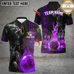 Maxcorners Bowling Flame Wolf Multioptions Personalized Name, Team Name Unisex 3D Shirts