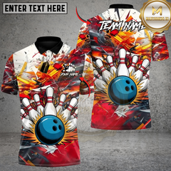 Maxcorners Bowling Blast Multicolor Customized Name, Team Name 3D Shirts