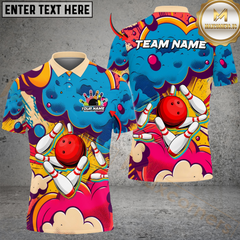 Maxcorners Bowling Retro Graffiti 2 Multicolor Customized Name, Team Name 3D Shirts