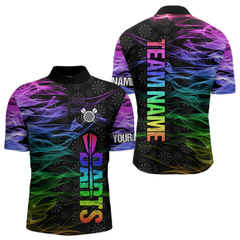 Maxcorners Custom Rainbow Flame Smoke Darts Shirts For Men, Dart Team Jersey LM154