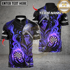 Maxcorners Darts Ninja Blue Flame Multicolor Customized Name, Team Name 3D Shirts