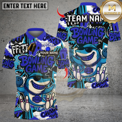 Maxcorners Bowling Funny Shark Graffiti Multicolor Customized Name, Team Name 3D Shirts