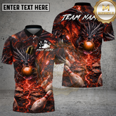 Maxcorners Bowling Fire Dragon Lava Hell Multicolor Options Personalized Name, Team Name 3D Shirt (4 Colors)