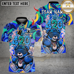 Maxcorners Bowling 420 Hiphop Bear Smoke Multicolor Customized Name Team Name 3D Shirts