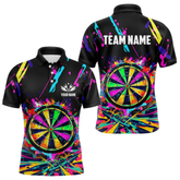 Maxcorners Colorful Neon Darts Shirts For Men Custom Darts Jerseys Polo & 1/4 Zip, Darts Team Shirt LM154