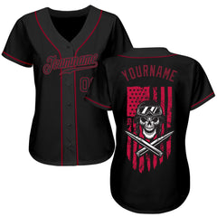 Maxcorners Custom 3D Pattern Design Skull Uncle Sam American Flag Premium Baseball Jersey LM0210