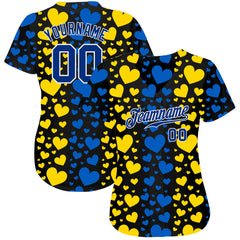 Maxcorners Custom 3D Pattern Design Ukrainian Flag And Coat Of Arms Of Ukraine Premium Baseball Jersey LM0210