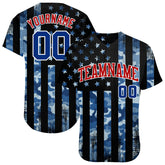 Maxcorners Custom Blue Red-White 3D American Flag Fashion Premium Baseball Jersey LM0210