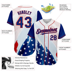 Maxcorners Custom White USA Flag Royal Red-Black 3D American Flag Fashion Premium Baseball Jersey LM0210