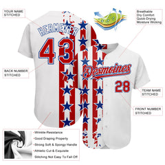 Maxcorners Custom Red Royal-White 3D American Flag Premium Baseball Jersey LM0210