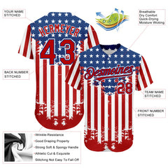 Maxcorners Custom Black Old Gold-White 3D American Flag Premium Baseball Jersey LM0210