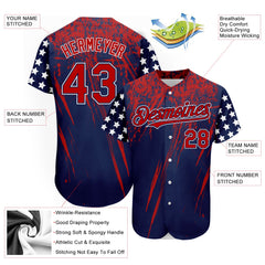 Maxcorners Custom White USA Flag Royal Red-Black 3D Premium Baseball Jersey LM0210