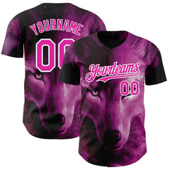 Maxcorners Custom Pink White 3D Pattern Design Animal Wolf Authentic Baseball Jersey
LM0609