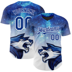 Maxcorners Custom Royal White 3D Pattern Design Animal Wolf Authentic Baseball Jersey
LM0609