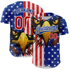 Maxcorners Custom White Red-Royal 3D American Flag Eagle And Star Authentic Baseball Jerseys
LM0609