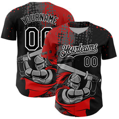 Maxcorners Custom Black Red-White 3D Pattern Design Knight Hero Art Authentic Baseball Jersey
LM0609