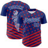 Maxcorners Custom White US Navy Blue-Red 3D Patriotic American Flag Premium Baseball Jersey LM0210