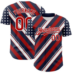 Maxcorners Custom Royal Red Gray-White 3D Patriotic American Flag And President's Day Premium Baseball Jersey LM0210