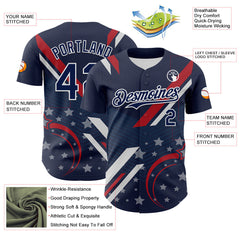 Maxcorners Custom Red Royal-White 3D Patriotic American Flag And Star Premium Baseball Jersey LM0210