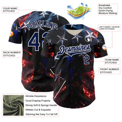 Maxcorners Custom Blue Purple-White 3D Pattern Design Outer Space Light Swords American Flag Premium Baseball Jersey LM0210