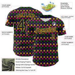 Maxcorners Custom Black Gold 3D Pattern Design Mardi Gras Shrove Tuesday Premium Baseball Jerseys LM0210