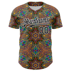 Maxcorners Custom Gold Black-White 3D Pattern Design Burner Costumes Trippy Premium Baseball Jersey LM0210