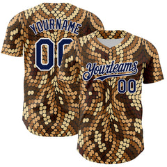Maxcorners Custom Brown Navy-White 3D Pattern Design Burner Costumes Snake Print Premium Baseball Jersey LM0210