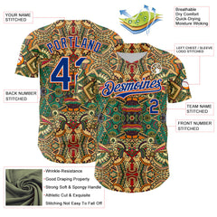 Maxcorners Custom Green Royal White-Orange 3D Pattern Design Burner Costumes Exotic Premium Baseball Jersey LM0210