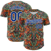 Maxcorners Custom Orange Royal-White 3D Pattern Design Burner Costumes Exotic Premium Baseball Jersey LM0210