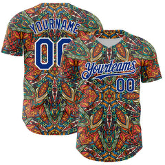 Maxcorners Custom Orange Royal-White 3D Pattern Design Burner Costumes Exotic Authentic Baseball Jersey
LM0609