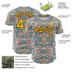Maxcorners Custom Green Yellow-Brown 3D Pattern Design Burner Costumes Exotic Premium Baseball Jersey LM0210