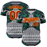 Maxcorners Custom White Red Blue Green-Yellow 3D Pattern Design Burner Costumes Tribal Premium Baseball Jersey LM0210