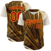 Maxcorners Custom Brown Red-Yellow 3D Pattern Design Burner Costumes Desert Premium Baseball Jersey LM0210