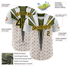 Maxcorners Custom White Black-Yellow 3D Pattern Design Burner Costumes Lightning Premium Baseball Jersey LM0210