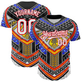 Maxcorners Custom Black White-Fire Red 3D Pattern Design Burner Costumes Tribal Premium Baseball Jersey LM0210