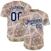 Maxcorners Custom Cream Navy-White 3D Pattern Design Burner Costumes Paisley Bandana Baseball Jersey LM0210
