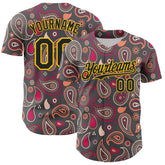 Maxcorners Custom Steel Gray Black-Yellow 3D Pattern Design Burner Costumes Paisley Bandana Premium Baseball Jersey LM0210